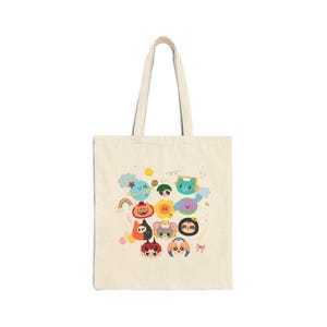 GMMTV Thai BL Mascots, LOL FanFest 2025 Tote Bag Cute Design | WilliamEst, PerthSanta, GeminiFourth | Love Out Loud Cotton Canvas Tote Bag