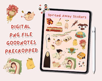 Spirited Away Digital Stickers: Studio Ghibli Kawaii Art (PNG and Goodnotes Files)