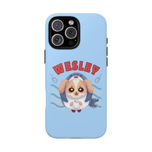 Wesley Phone Case, iPhone, Samsung Galaxy | WilliamEst GMMTV Thai Bl Actors | Cute Mascot Design | Clear & Matte Blue iPhone Case