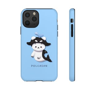 Polcasan Phone Case | TayNew GMMTV Thai Bl Actors | Cute Seal Mascot Design | Clear & Matte Blue iPhone Case