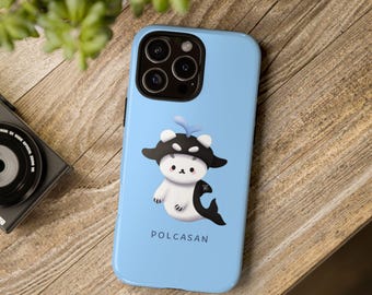 Polcasan Phone Case, iPhone, Samsung Galaxy | TayNew GMMTV Thai Bl Actors | Cute Mascot Design | Clear & Matte Blue Phone Case