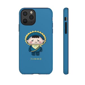 Jummo Phone Case | JuniorMark GMMTV Thai Bl Actors | Cute Mascot Design | Clear & Matte Dark Blue iPhone Case