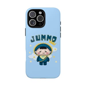Jummo Phone Case, iPhone, Samsung Galaxy | JuniorMark GMMTV Thai Bl Actors | Cute Mascot Design | Clear & Matte Blue Phone Case
