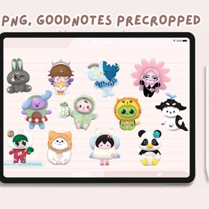 May include: A set of 12 digital stickers featuring cute cartoon animals in various poses. The stickers are designed in a colorful and playful style, with each animal having unique features and expressions. The stickers are perfect for adding a touch of whimsy to digital notes, planners, and other documents.