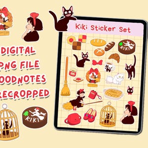 Kiki&#39;s Delivery Service Sticker Set | Studio Ghibli Stickers | Kawaii Anime Stickers | PNG Files, iPad Stickers, Goodnotes Stickers, Digital