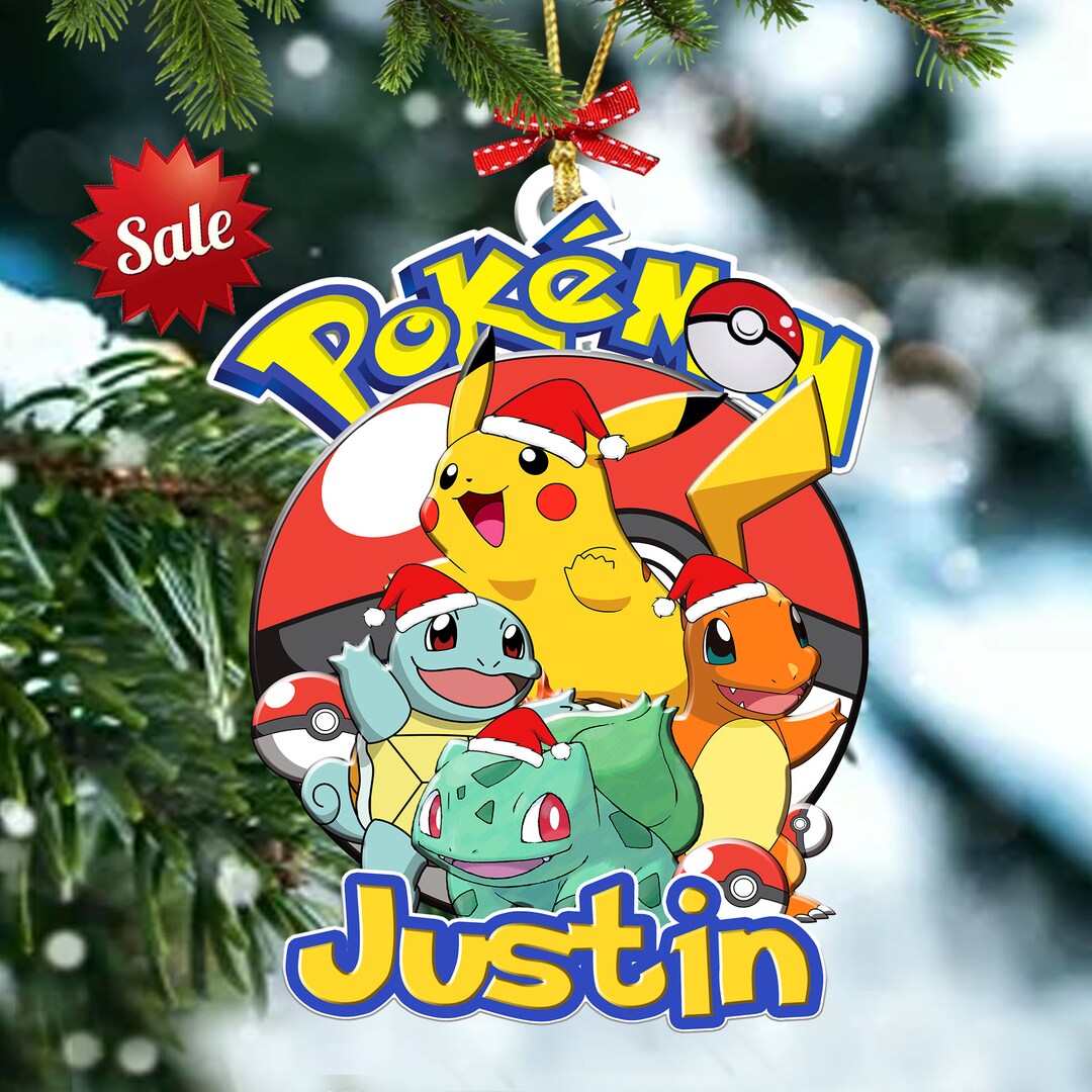 Personalized Pokemon Christmas Ornament Pokemon Custom Etsy