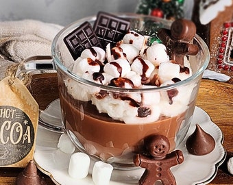 Chocolate candle, hot cocoa candle, mug candle gift dessert candle, hot cocoa bar, Christmas candle, hot chocolate gift, marshmallow candle