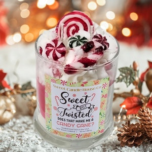 Candy Cane candle, gift candle, dessert candle, marble candle, food candle, winter candle, autumn candles, Christmas candles, dessert candle