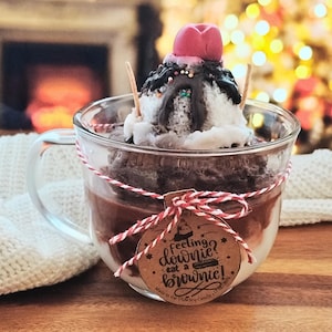 Chocolate brownie candle, Chocolate candle, mug candle gift dessert candle, Christmas candle, hot chocolate gift, ice cream candle