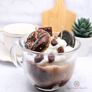 Coffee candle gift, coffee candle, coffee shop, dessert candle, marbled candle, food candle, coffee mug candle, iced coffee candle