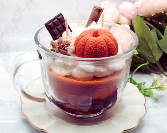 Pumpkin Spice Candle, Cute Candle, Dessert Candle gift,  Food Candle, Christmas candle, Sweet candles, Winter candle, Pumpkin chai candle