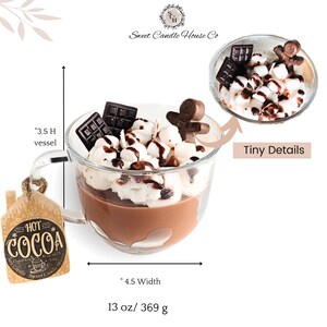 Chocolate candle, hot cocoa candle, mug candle gift dessert candle, hot cocoa bar, Christmas candle, hot chocolate gift, marshmallow candle image 3