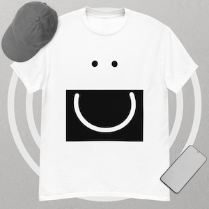 Happy Face Tshirt, Smiley Face Tee, Happy Face Shirt, Smiley Shirt, Smile TShirt, Omgekeerd, Monochromatisch, Gebinariseerd, Volwassen Tee