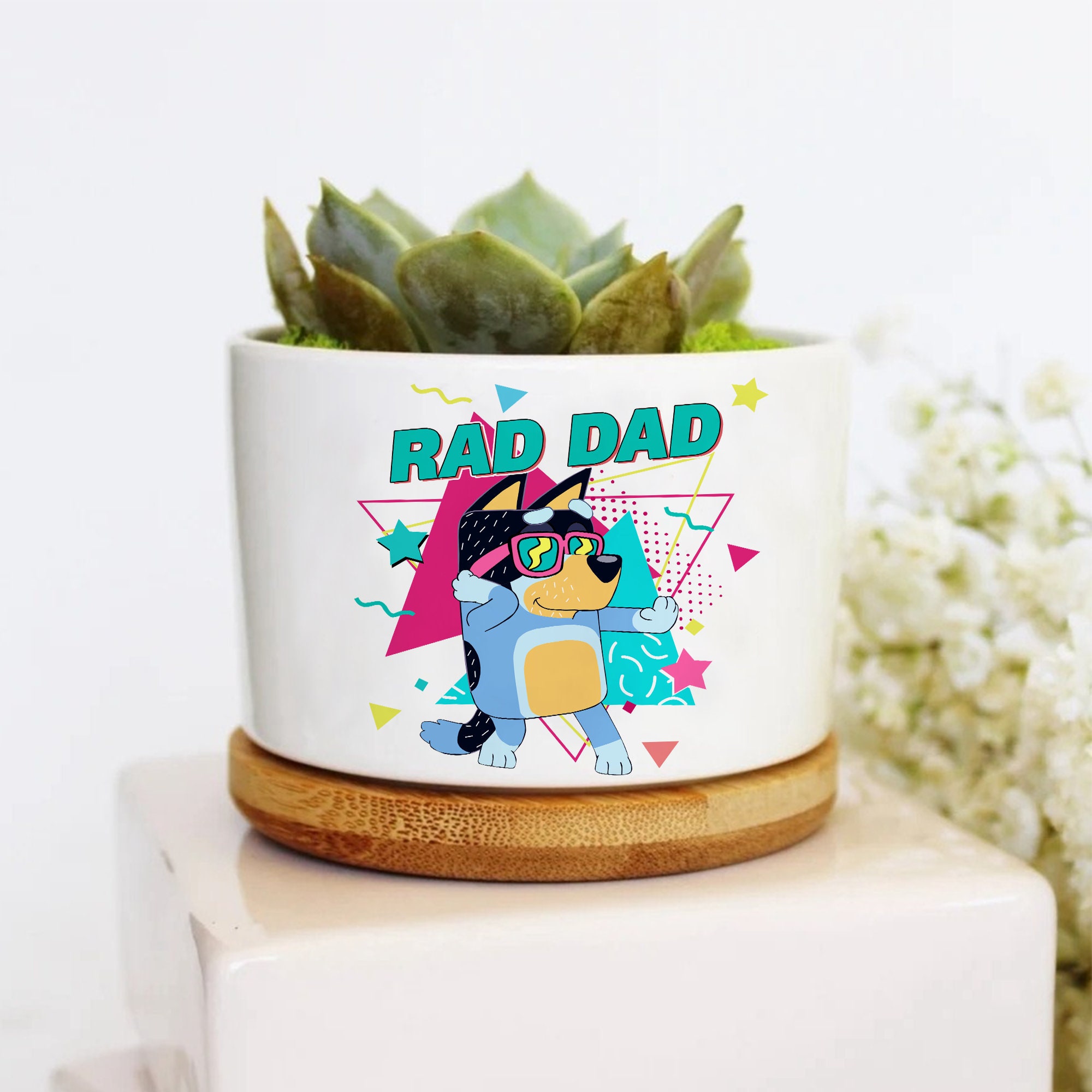 Rad Dad Bluey Dad Ceramic Plant Pot father's Day Gift Etsy