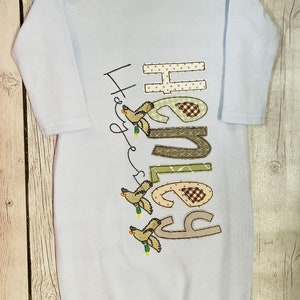 Personalized Baby boy gown with mallard ducks