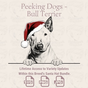 Spähende Hunde Bullterrier Weihnachtsmütze - | SVG | PNG | JPG | Viele Variationen - Planer, Einladungen, Sticker, Print on Demand