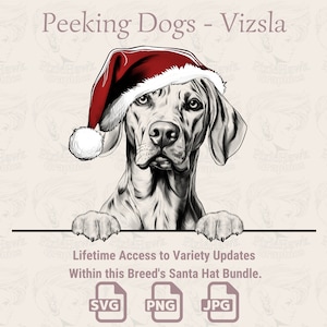 Spähende Hunde Vizsla Weihnachtsmütze - | SVG | PNG | JPG | Viele Variationen - Planer, Einladungen, Sticker, Print on Demand