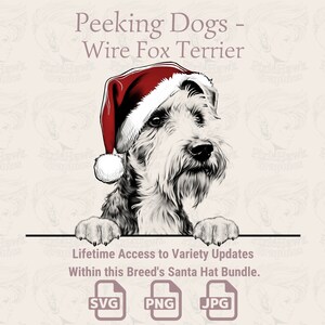 Peeking Dogs Chapeau de Père Noël Fox Terrier - | SVG | PNG | JPG | De nombreuses variantes - Planificateur, invitations, autocollants, impression à la demande
