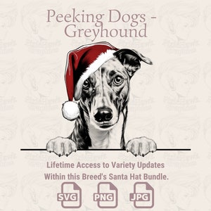 Spähende Hunde Windhund Weihnachtsmütze - | SVG | PNG | JPG | Viele Variationen - Planer, Einladungen, Sticker, Print on Demand