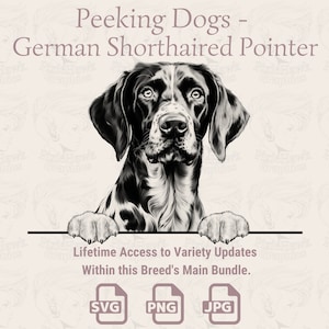 Peeking Dogs German Shorthaired Pointer | SVG | PNG | JPG | Transparent + White Background - Planner, Invitations, Stickers, Print on Demand