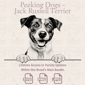 Peeking Dogs Jack Russell Terrier - / SVG / PNG / JPG / Trasparente + Sfondo Bianco - Planner, Inviti, Adesivi, Stampa su Richiesta