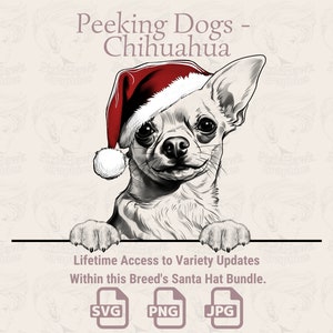 Spähende Hunde Chihuahua Weihnachtsmütze - | SVG | PNG | JPG | Viele Variationen - Planer, Sticker, Print on Demand