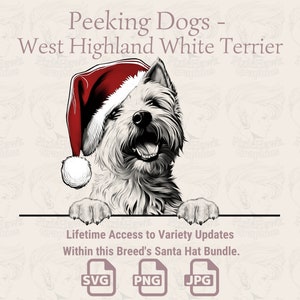 Spähende Hunde West Highland White Terrier Weihnachtsmütze - | SVG | PNG | JPG | Viele Variationen - Planer, Einladungen, Sticker, Print on Demand
