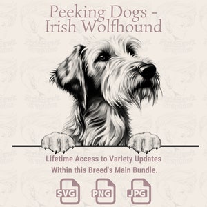Irish Wolfhound Line Art: Peeking Dog SVG PNG JPG
