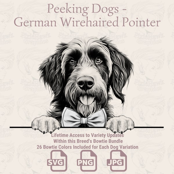 Peeking Dogs German Wirehaired Pointer -  | SVG | PNG | JPG |  Transparent + White Background - Planner, Stickers, Print on Demand