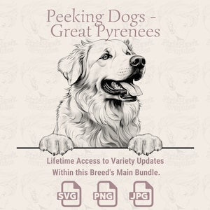 Peeking Dogs Grandes Pyrénées - | SVG | PNG | JPG |  Transparent + fond blanc - agenda, faire-part, autocollants, impression à la demande