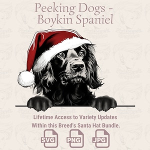 Spähende Hunde Boykin Spaniel Terrier Nikolausmütze - | SVG | PNG | JPG | Viele Variationen - Planer, Einladungen, Sticker, Print on Demand