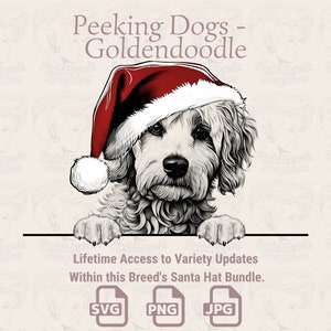 Spähende Hunde Goldendoodle Weihnachtsmütze - | SVG | PNG | JPG | Viele Variationen - Planer, Einladungen, Sticker, Print on Demand