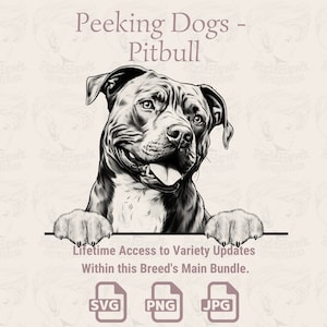 Peeking Dogs Pitbull -  | SVG | PNG | JPG |  Transparent + White Background - Planner, Stickers, Print on Demand