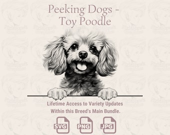 Peeking Dogs Toy Poodle -  | SVG | PNG | JPG |  Transparent + White Background - Planner, Invitations, Stickers, Print on Demand