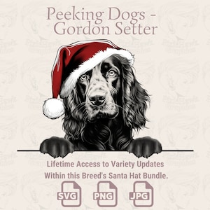 Spähende Hunde-Gordon Setter Weihnachtsmütze - | SVG | PNG | JPG | Viele Variationen - Planer, Einladungen, Sticker, Print on Demand