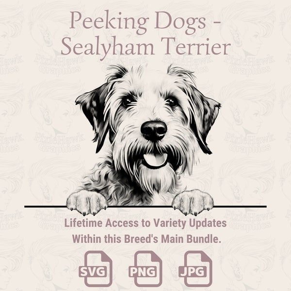 Peeking Dogs Sealyham Terrier -  | SVG | PNG | JPG |  Transparent + White Background - Planner, Invitations, Stickers, Print on Demand