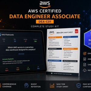 AWS Certified Data Engineer Associate DEA-C01 - Kit 190+ Anki Flashcards e PDF