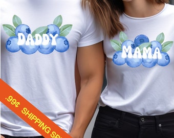 Berry First Birthday Family Matching T-shirt, Blueberry 1st Birthday Outfit, First Birthday Party, Mommy and Me Mama Daddy Blueberry Shirt