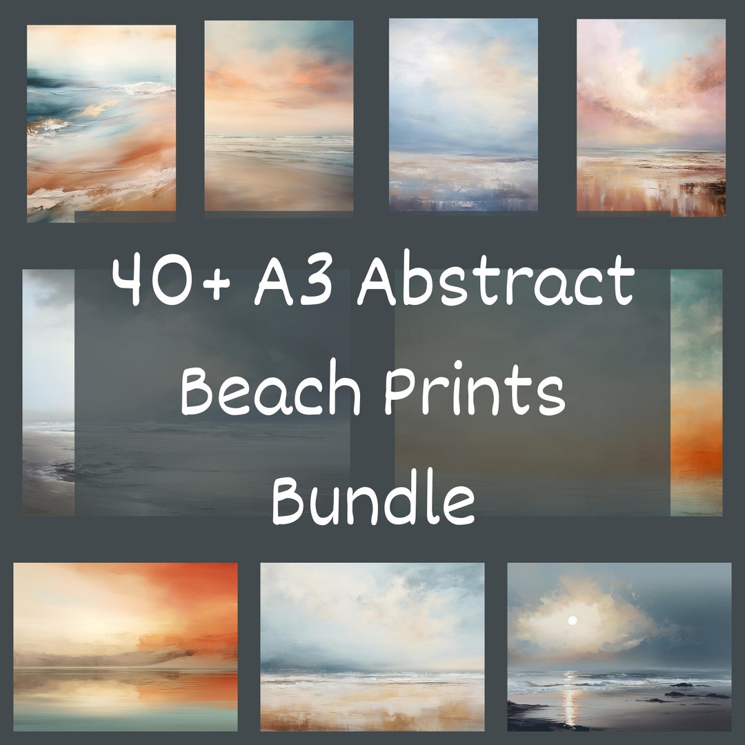 40 Soft Moody Abstract Beach Prints Tranquil Beach Abstracts Bundle