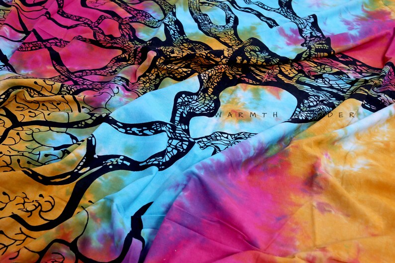 Psychedelic Tree of Life Tapestry Deep Pocket Mandala Fitted Etsy