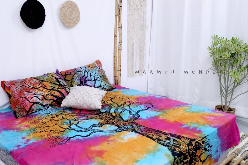 Psychedelic Tree of Life Tapestry Deep Pocket Mandala Fitted Etsy