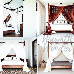Boho white Bed Canopy Curtains, Curtain for Bedroom, Bohemian Gauze Linen Curtain Drape, Custom Curtain for Canopy, White Linen Gauze Canopy