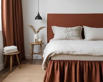 Burnt Brick Rüschen Bettrock - Bio Baumwolle im Boho Stil