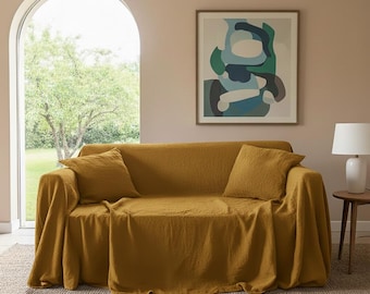 Handmade Cotton Sofa Cover: Bombay Brown Couch Protector, Custom Size
