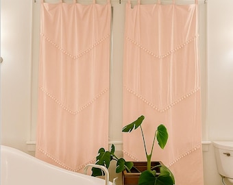 Terracotta Tassel Curtain Boho Custom Bedroom Curtains Rust Handmade Cotton Curtains Decorative Living room curtains 2 Panel Set