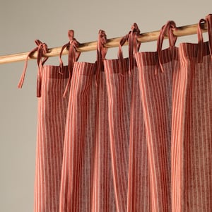 red stripe curtain
