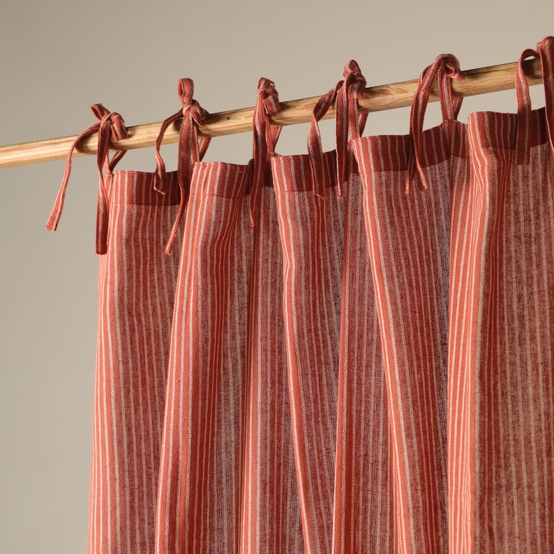 red stripe curtain