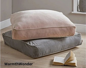 Fodera per cuscino in velluto Boho: pouf quadrato con cerniera