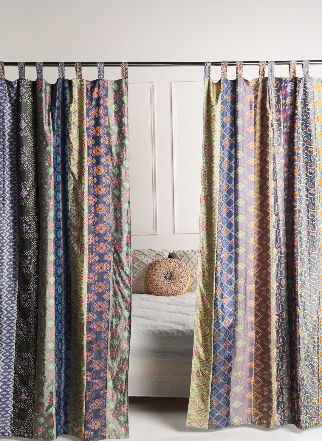 Customize Indian Vintage Silk Sari Fabric Curtain Door Window Treatment ...