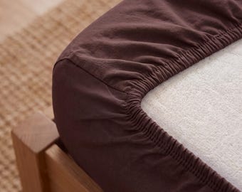 Parure de lit en lin avec drap-housse, drap plat et 2 taies d'oreiller, draps en lin naturel européen